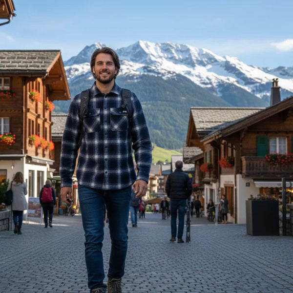 Chemise Trekking Merino Men - Blue - Fjork Merino