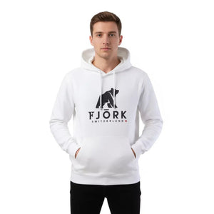 Hoodie Titlis Men - White / Black logo - Fjork Merino