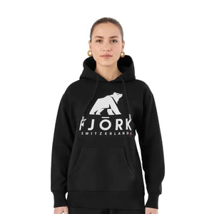 Hoodie Titlis Women - Black / White logo - Fjork Merino