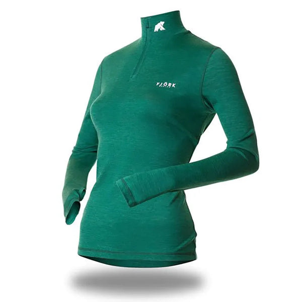 Bjork Zip 210 Women ♻️ - FJORK Merino - Green Wengen - Baselayers