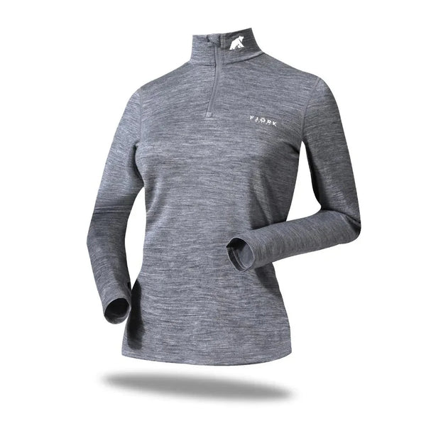 Bjork Zip 210 Women ♻️ - FJORK Merino - Grey Saas Fee - Baselayers