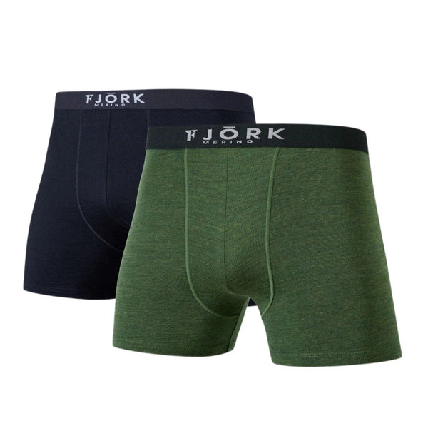 Boxers Strahlorn - Pack de 2 - Kaki / Black - Fjork Merino