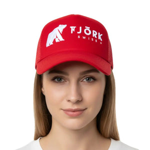 Casquette Baseball Fjork Merino - Red / White logo - Fjork Merino