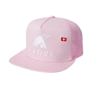 Casquette Trucker - Pink / White logo - Fjork Merino