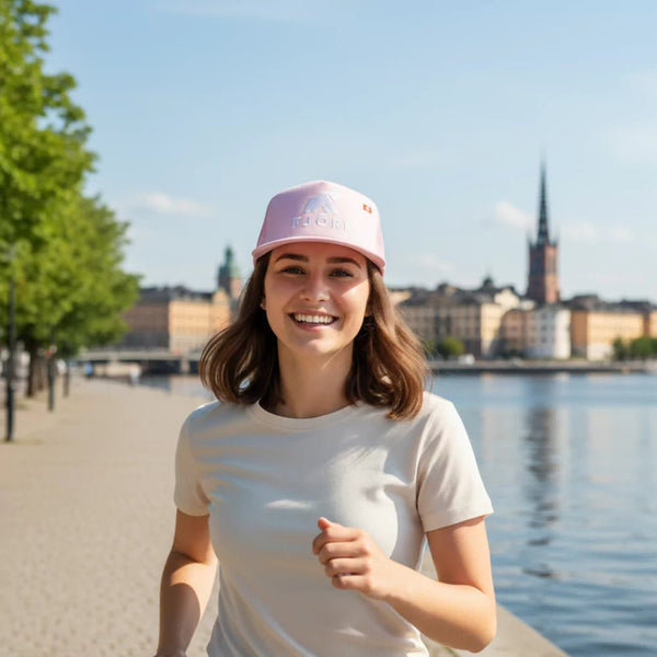 Casquette Trucker - Pink / White logo - Fjork Merino