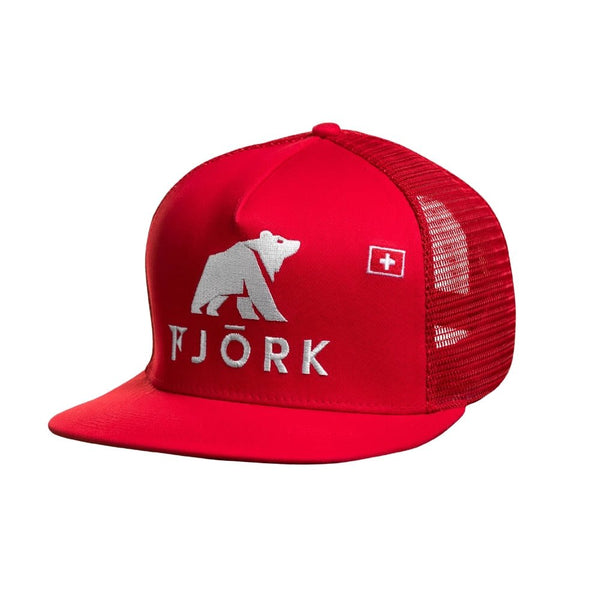 Casquette Trucker - Red / White Logo - Fjork Merino