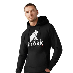 Hoodie Titlis Men - Black / White logo - Fjork Merino