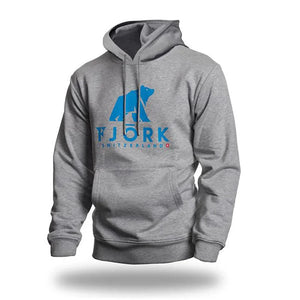 Hoodie Titlis Men ♻️ - FJORK Merino - Grey / Turquoise logo - Hoodies