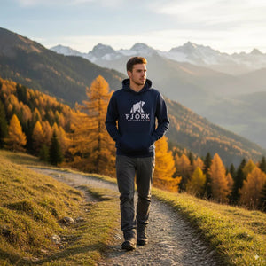 Hoodie Titlis Men - Navy / White logo - Fjork Merino