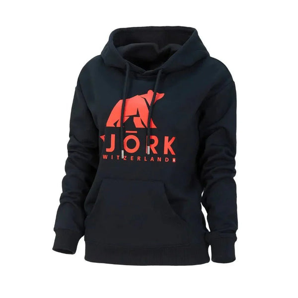 Hoodie Titlis Women 📦 - Black / Red logo - Fjork Merino