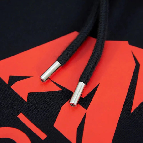 Hoodie Titlis Women - Black / Red logo - Fjork Merino