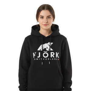 Hoodie Titlis Women - Black / White logo - Fjork Merino