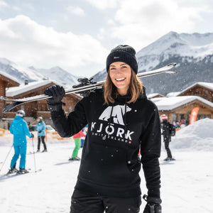 Hoodie Titlis Women - Black / White logo - Fjork Merino