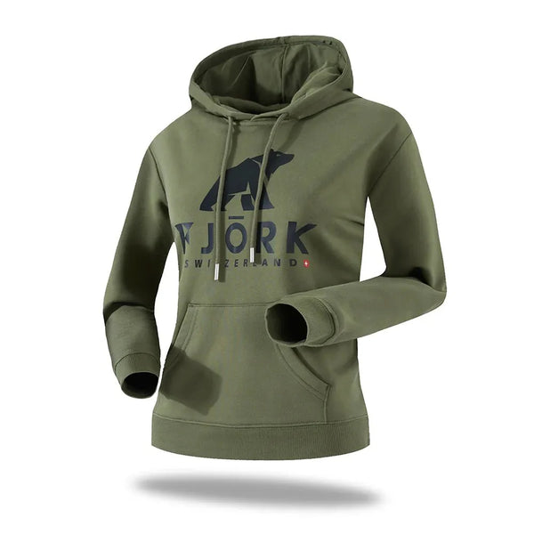 Hoodie Titlis Women - FJORK Merino - Kaki / Black logo - Hoodies