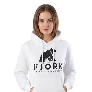 Hoodie Titlis Women - White / Black logo - Fjork Merino