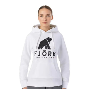 Hoodie Titlis Women - White / Black logo - Fjork Merino
