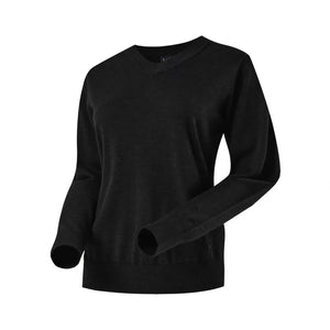 Pull City col V women (pré - commande) - Black Laax - Fjork Merino