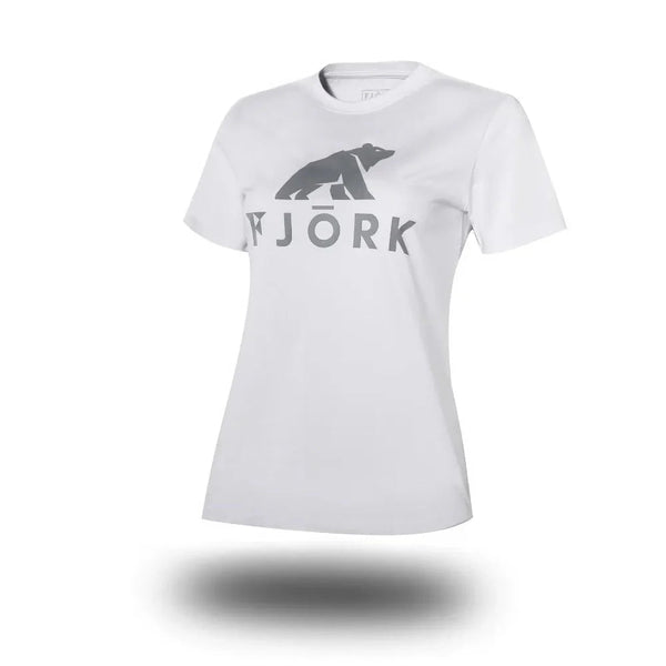 T shirt grand logo Besso Women - White / Grey logo - Fjork Merino