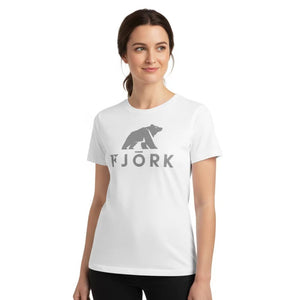 T shirt grand logo Besso Women - White / Grey logo - Fjork Merino