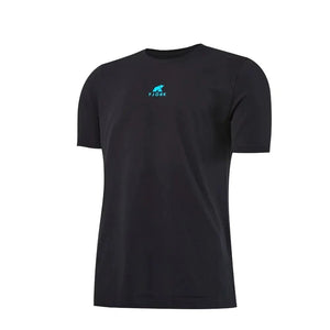 T-shirt sport Performance Men - Grey / Turquoise logo - Fjork Merino
