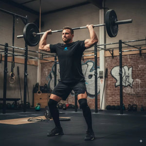 T-shirt sport Performance Men - Grey / Turquoise logo - Fjork Merino