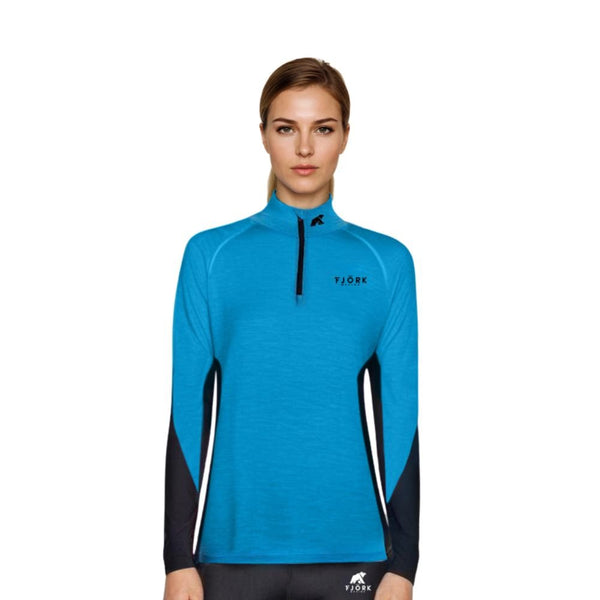 Tech Jungfrau Zip 210 Women 📦 - Turquoise Adelboden - Fjork Merino