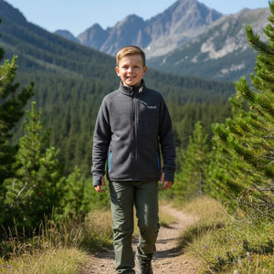 Veste Ultra 300 Kids, coloris Grey Zinal, laine mérinos, Fjork Merino
